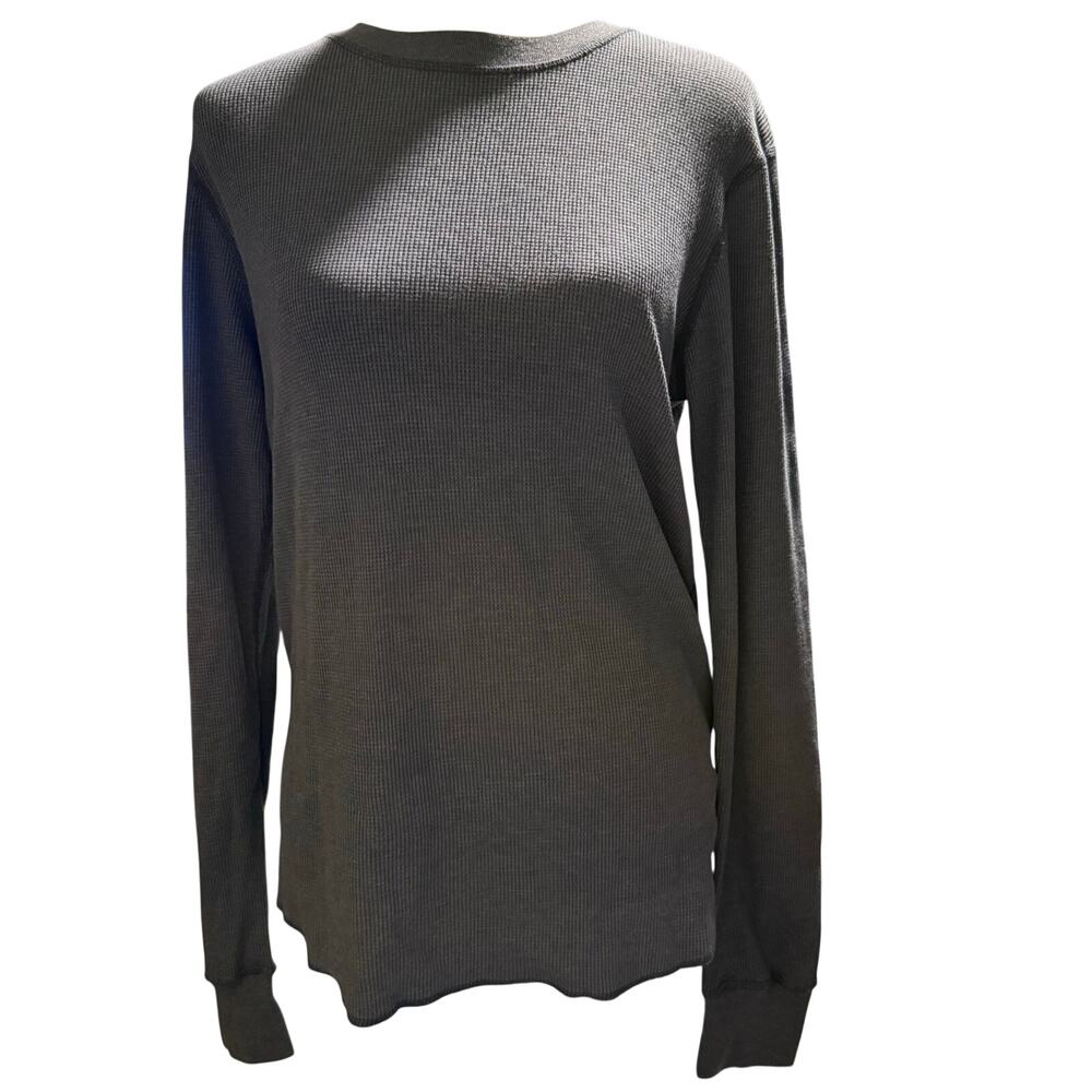 BDG Urban Outfitters Baselayer Thermal Waffle Knit Long Sleeve Tee, Gray, Medium
